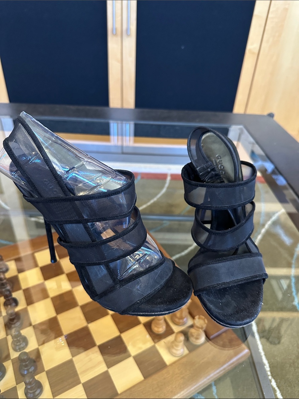 Gucci Black Multi-Strap High Heel Sandals
